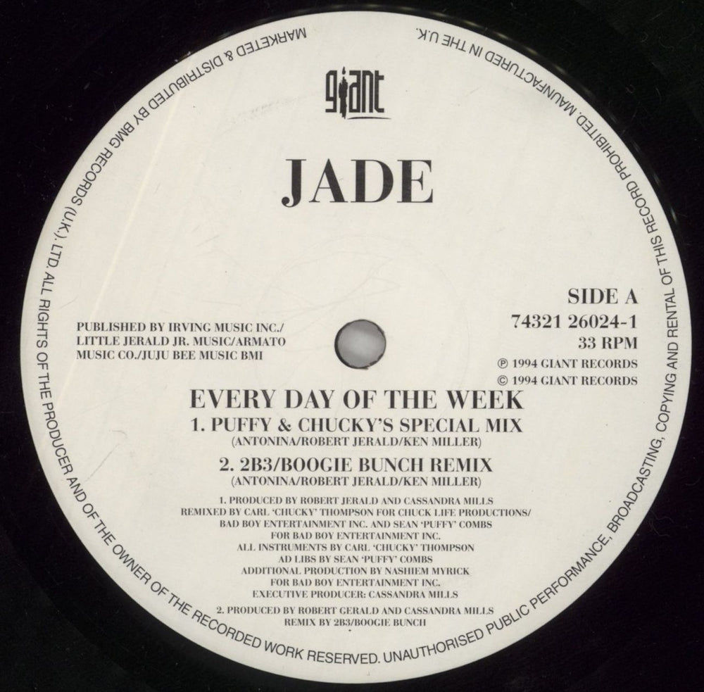 Jade Every Day Of The Week UK 12" vinyl single (12 inch record / Maxi-single) K1F12EV861311