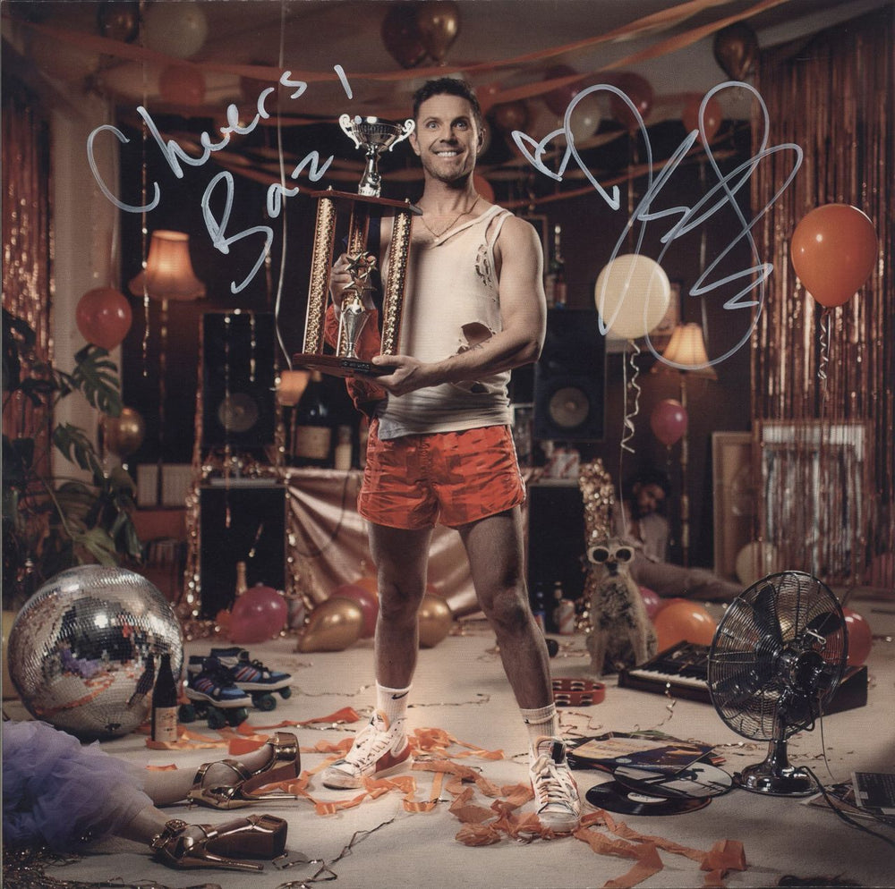 Jake Shears Last Man Dancing - Orange Vinyl - Autographed UK vinyl LP album (LP record) LSTUMM487
