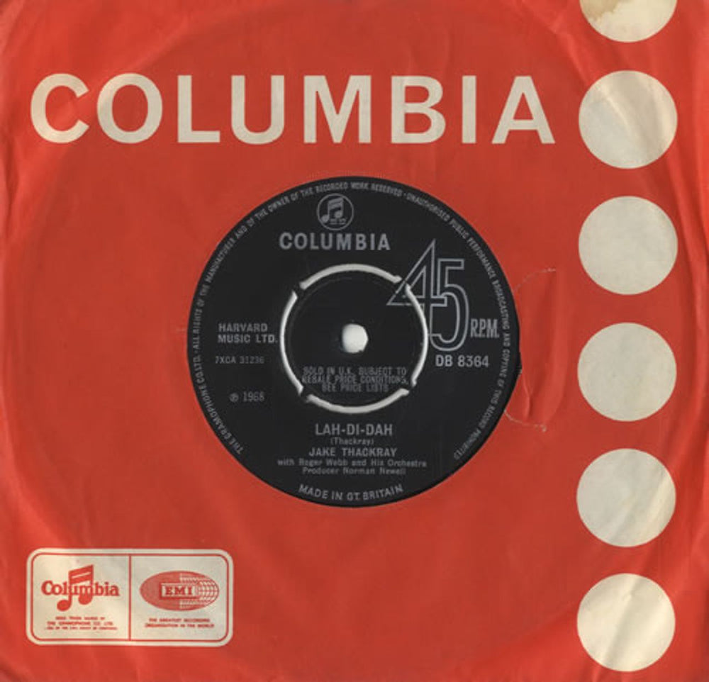 Jake Thackray Lah-Di-Dah UK 7" vinyl single (7 inch record / 45) DB8364
