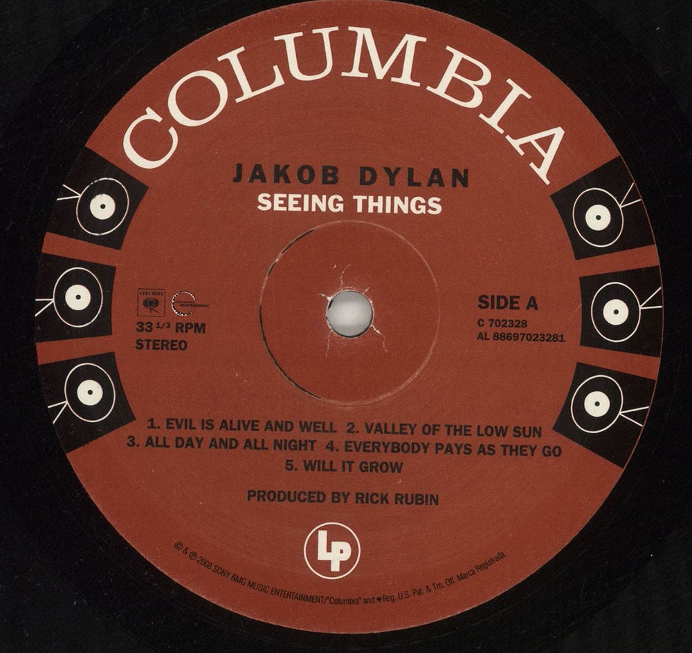 Jakob Dylan Seeing Things US vinyl LP album (LP record) JB9LPSE748234