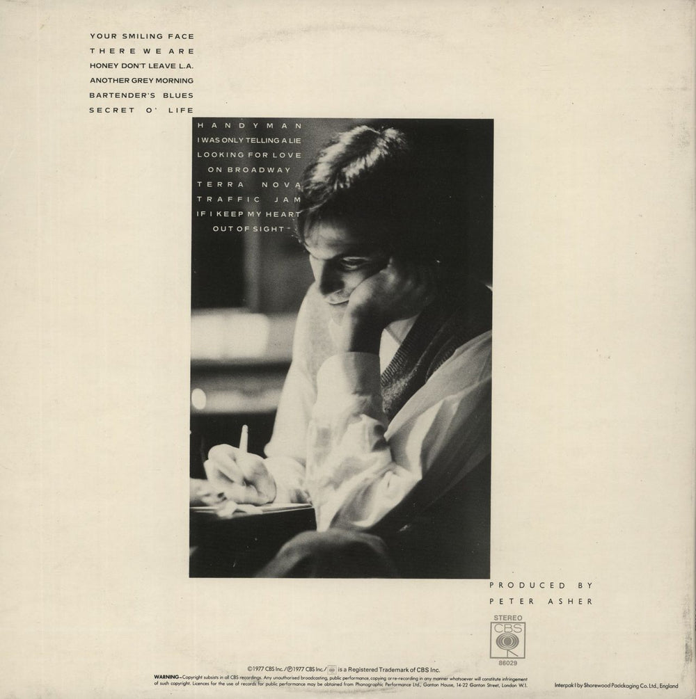 James Taylor JT - 2 Song Hypesticker UK vinyl LP album (LP record)