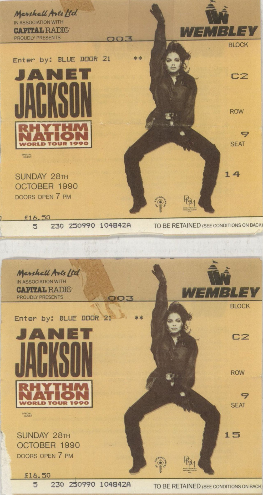Janet Jackson Rhythm Nation World Tour 1990 + stub UK tour programme