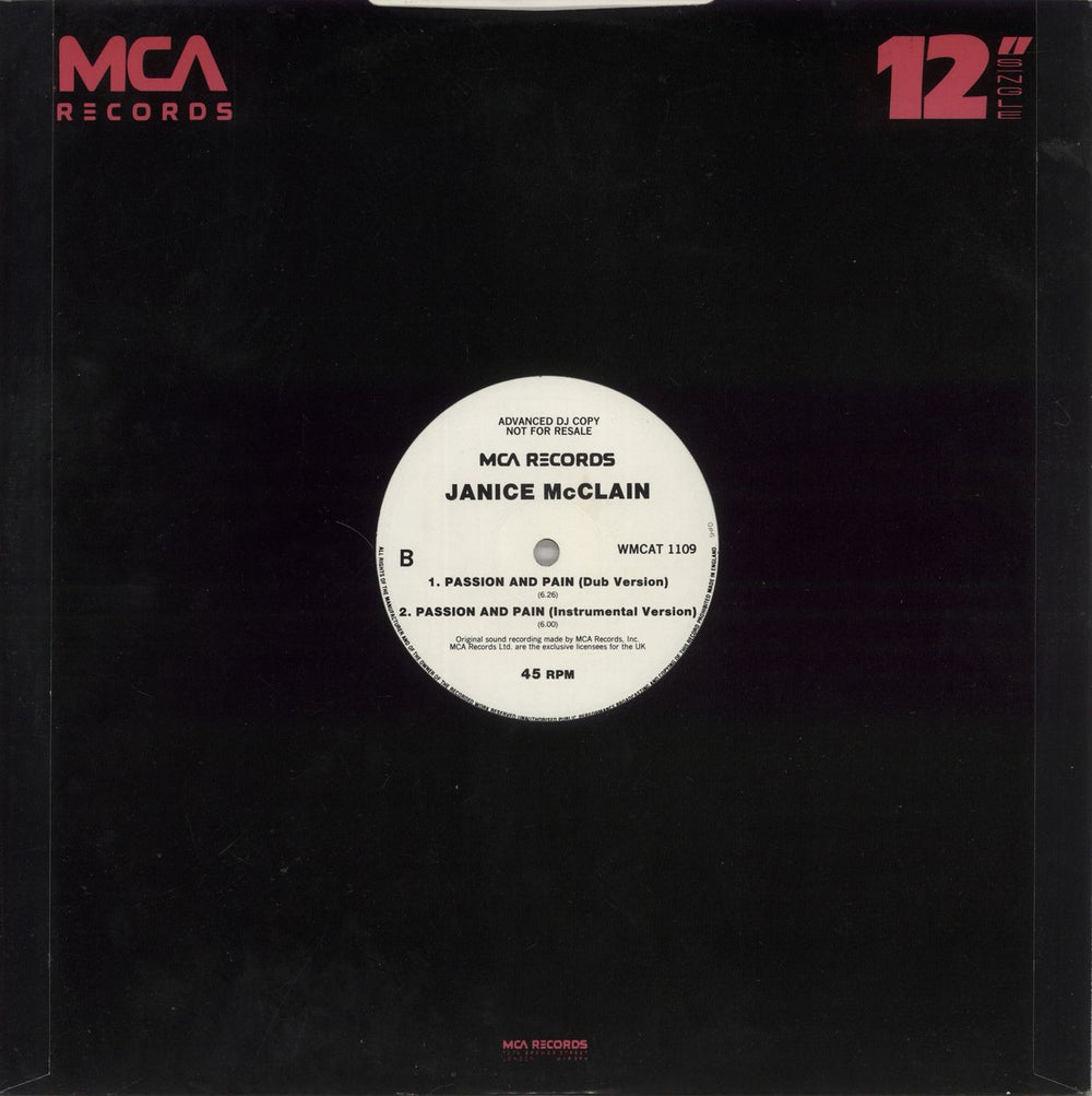 Janice McClain Passion And Pain UK Promo 12" vinyl single (12 inch record / Maxi-single)