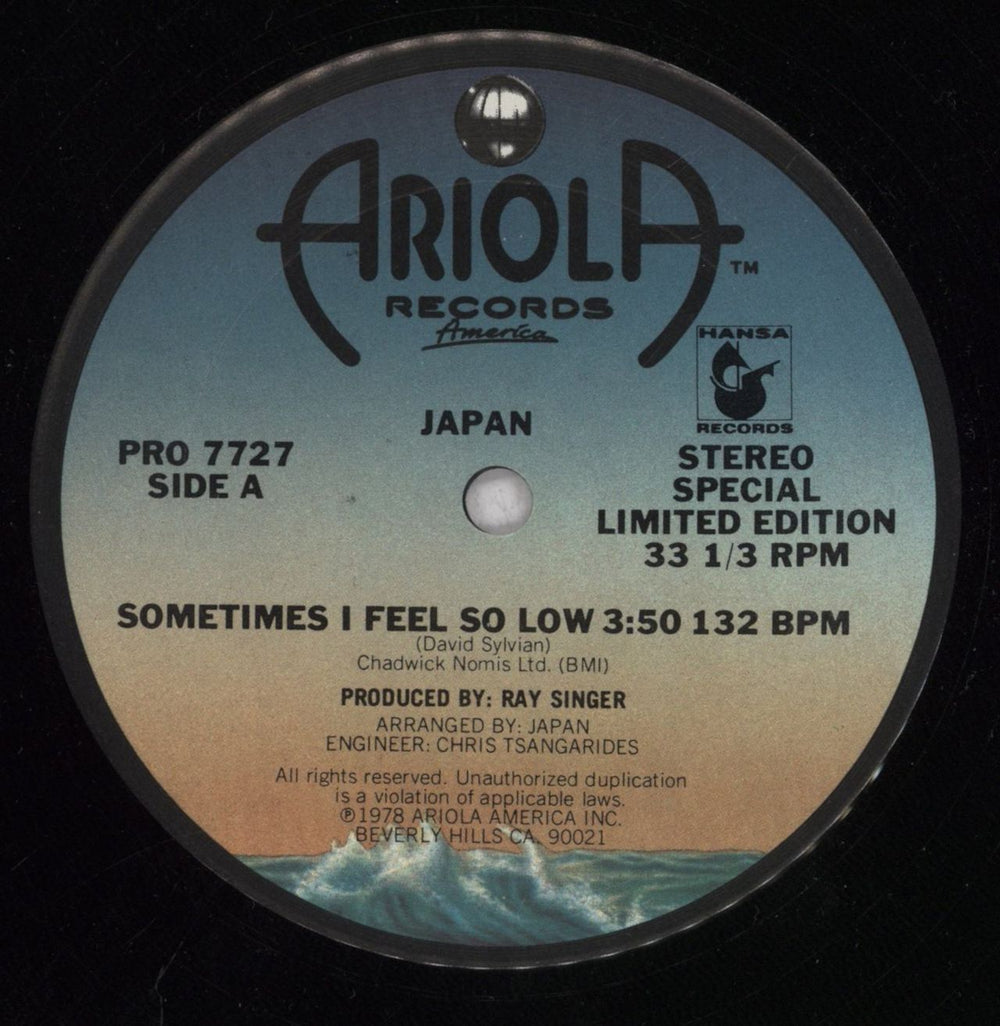 Japan Sometimes I Feel So Low US 12" vinyl single (12 inch record / Maxi-single)