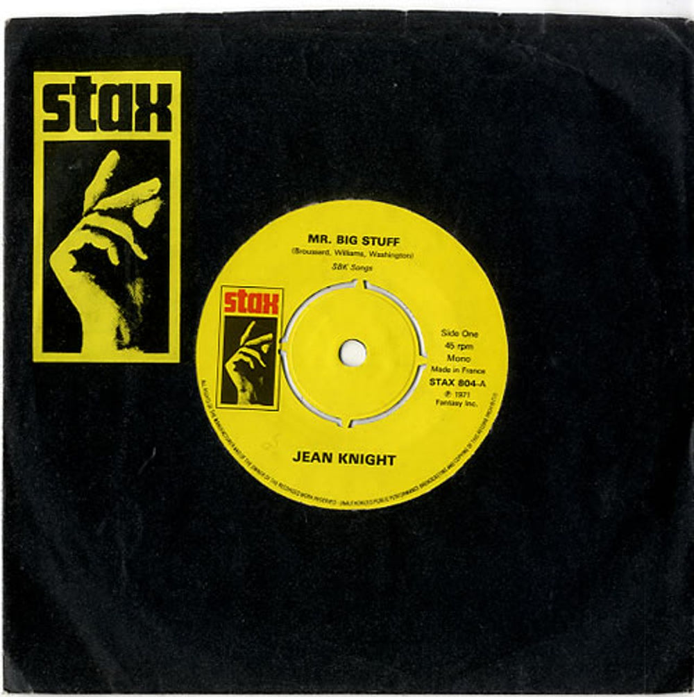 Jean Knight Mr. Big Stuff French 7" vinyl single (7 inch record / 45) STAX804