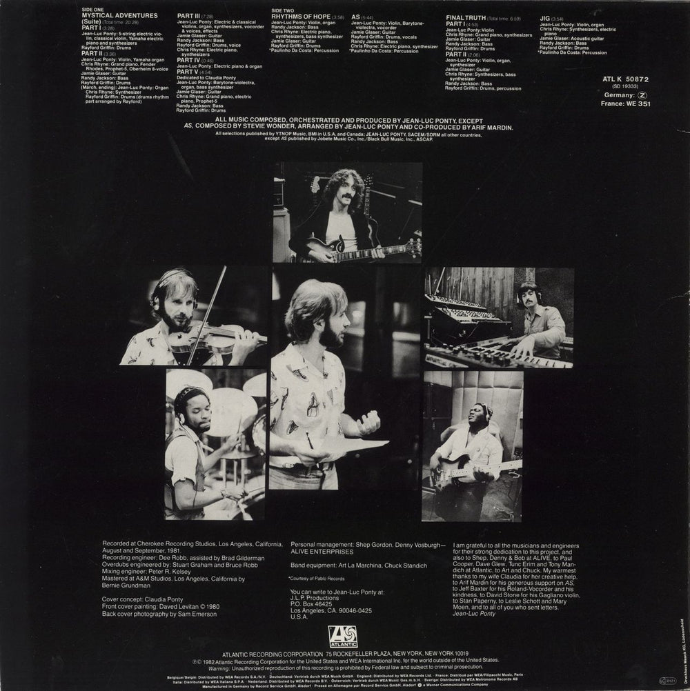 Jean-Luc Ponty Mystical Adventures German vinyl LP album (LP record)