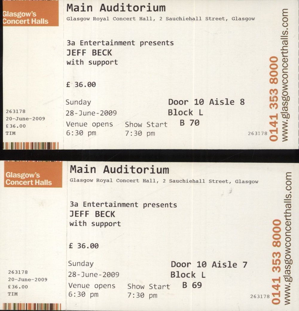 Jeff Beck On Tour + Ticket Stubs UK tour programme BEKTRON836156