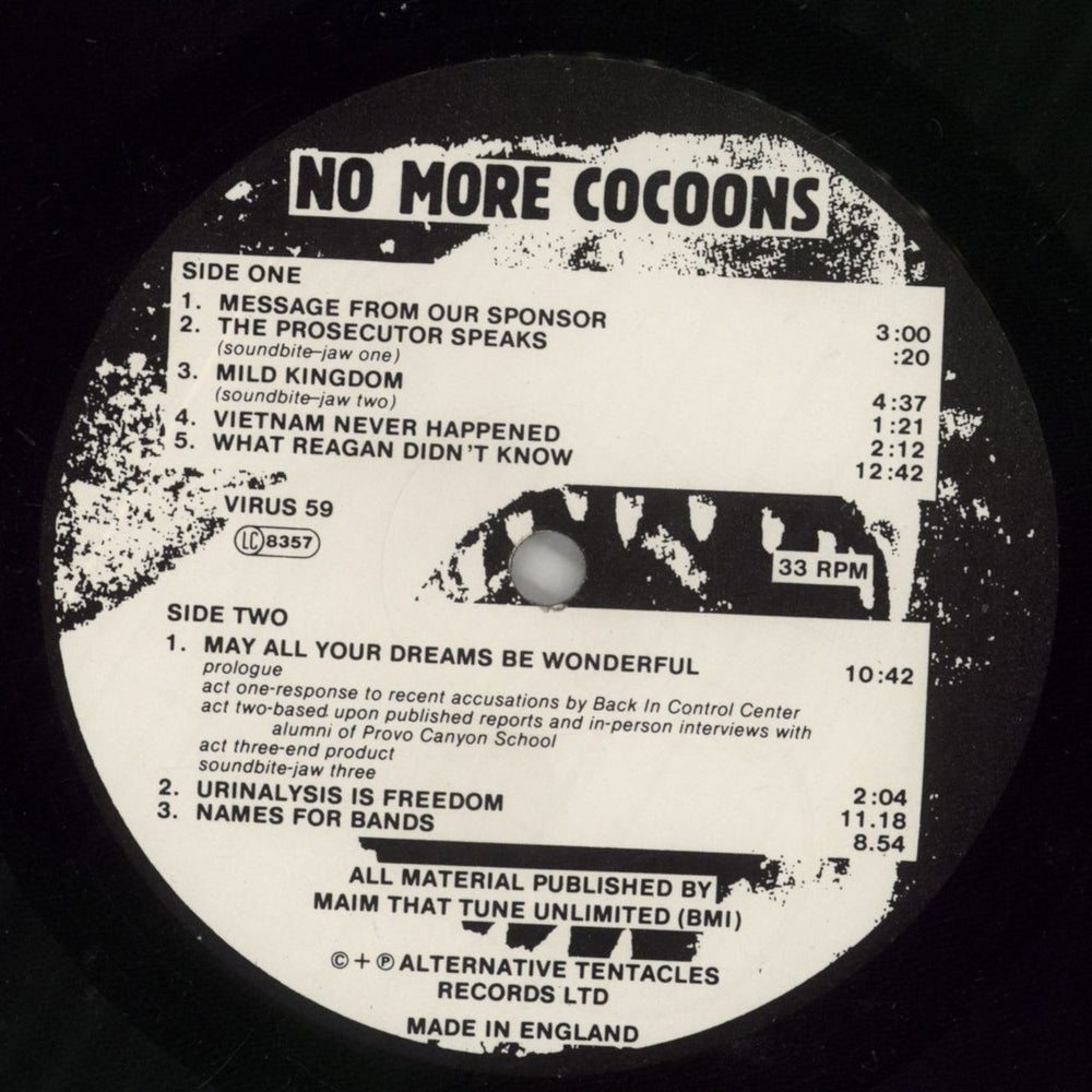 Jello Biafra No More Cocoons + Newspaper - EX UK 2-LP vinyl record set (Double LP Album) JB82LNO860459