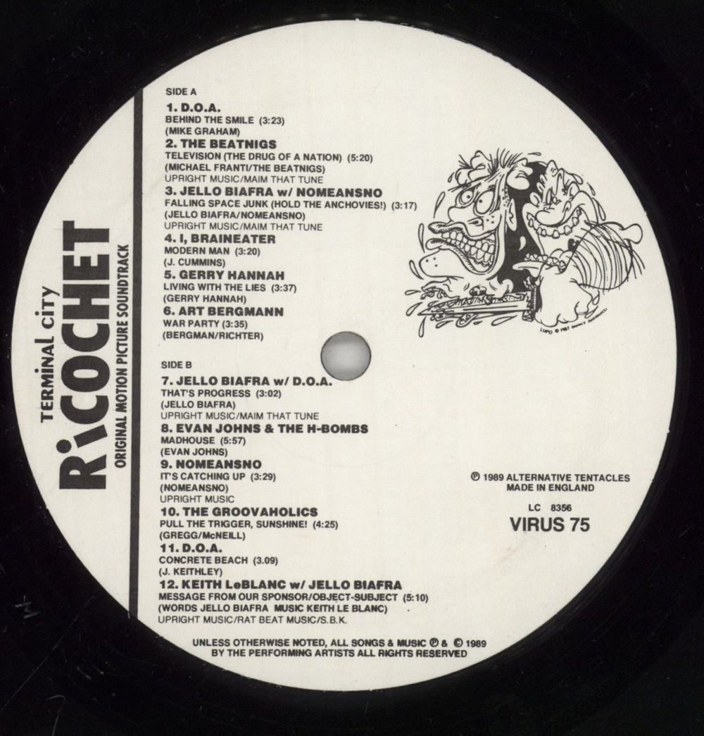 Jello Biafra Terminal City Richochet - VG UK vinyl LP album (LP record) JB8LPTE863032
