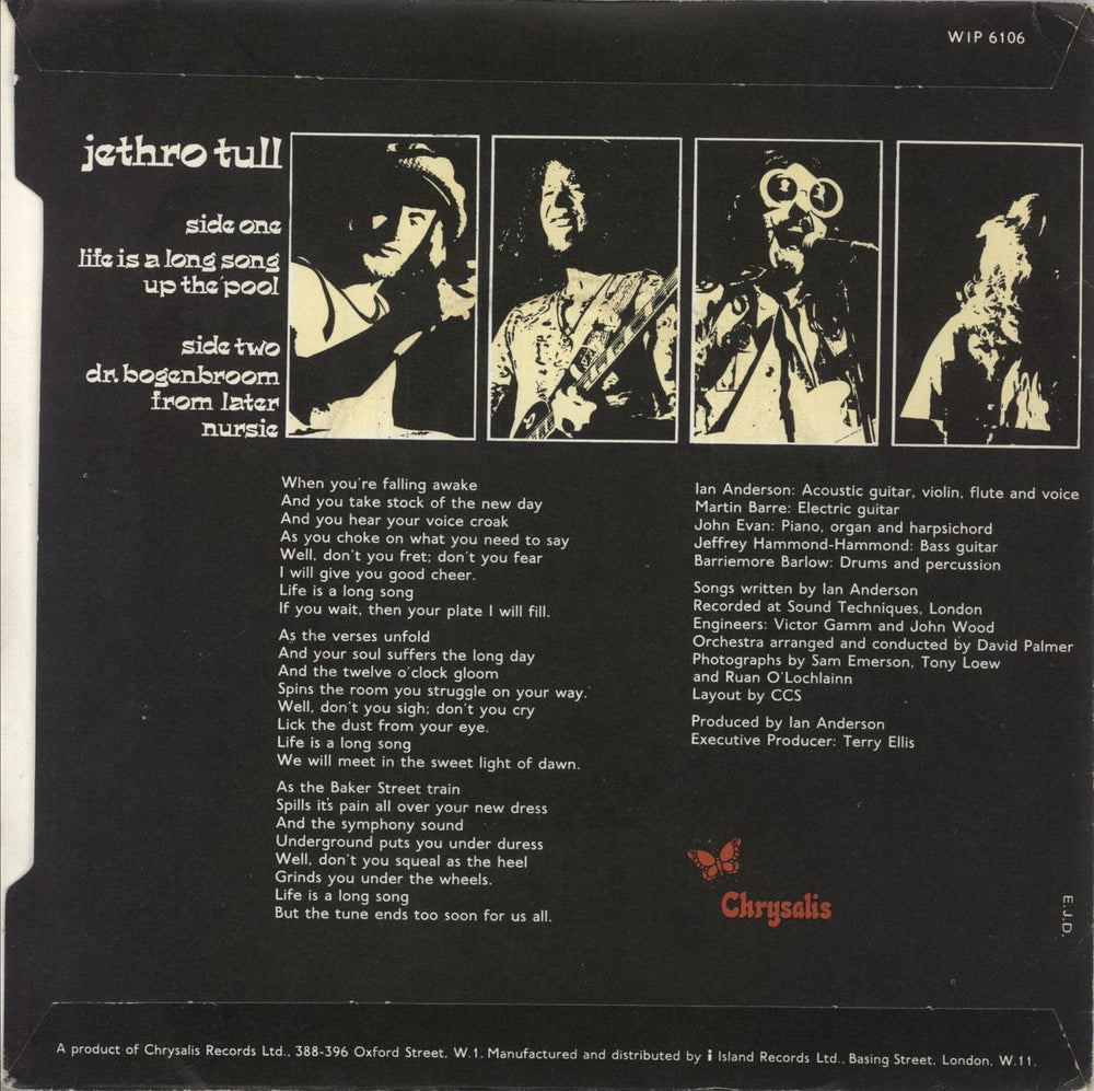 Jethro Tull Life Is A Long Song EP - Solid - P/S UK 7" vinyl single (7 inch record / 45)