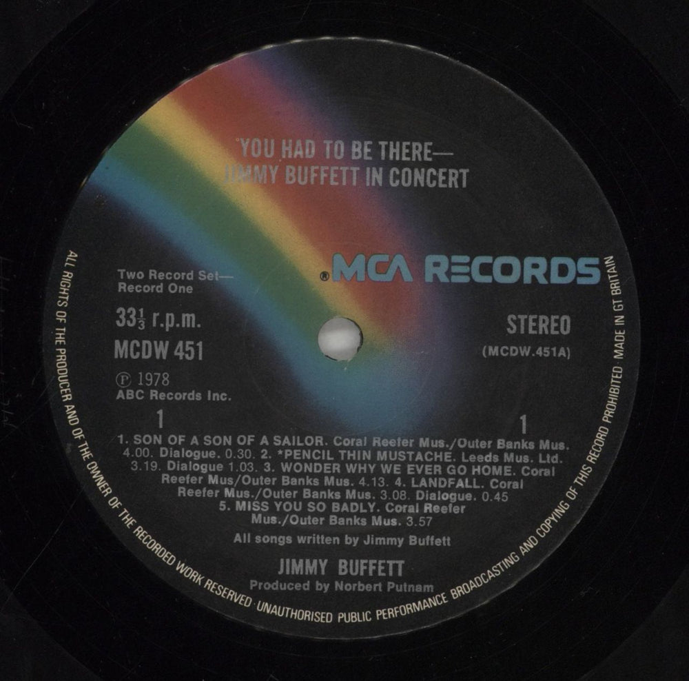 Jimmy Buffett You Had To Be There - Recorded Live UK 2-LP vinyl record set (Double LP Album) JBU2LYO302320