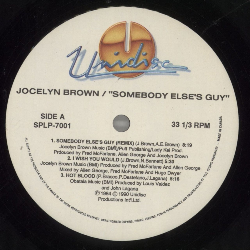 Jocelyn Brown Somebody Else's Guy Canadian vinyl LP album (LP record) JBRLPSO857581