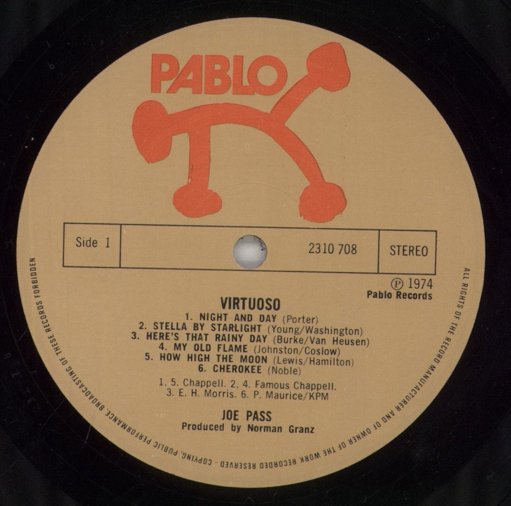 Joe Pass Virtuoso UK vinyl LP album (LP record) JP5LPVI541244