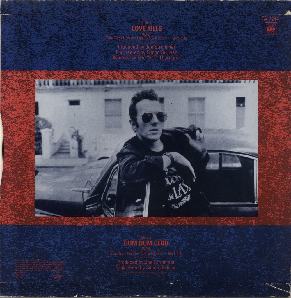 Joe Strummer Love Kills (Extended Mix) - stickered p/s UK 12" vinyl single (12 inch record / Maxi-single)