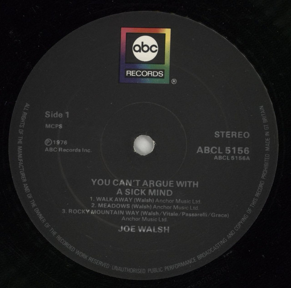 Joe Walsh You Can't Argue With A Sick Mind UK vinyl LP album (LP record) JWLLPYO186388