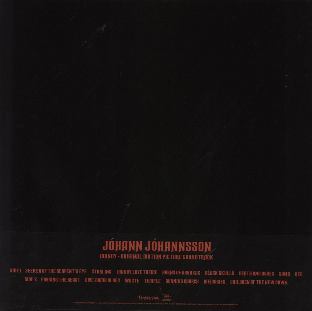 Jóhann Jóhannsson Mandy [Original Motion Picture Soundtrack] - Red Vinyl UK vinyl LP album (LP record) 5051083138185