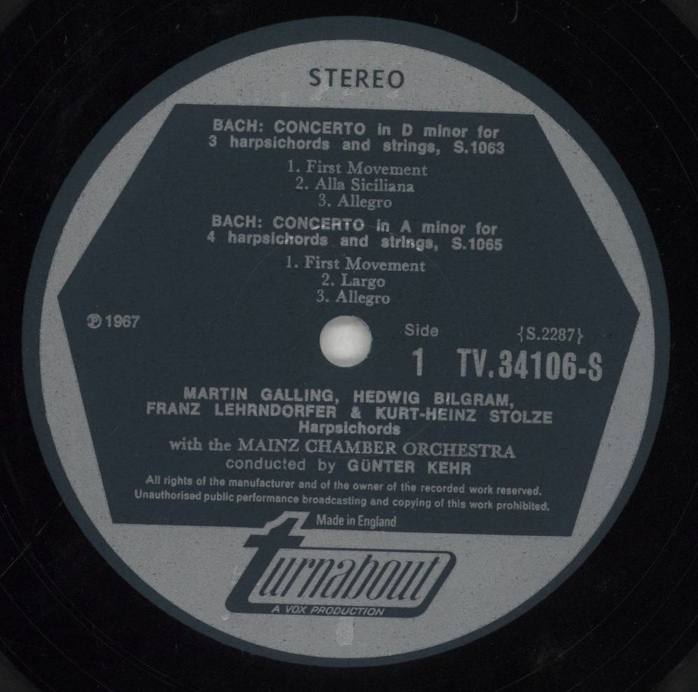 Johann Sebastian Bach Bach: Two Concerti For 3 Cembali & String Orchestra (N° 1 In D Minor - N° 2 In C Major) / Concerto F UK vinyl LP album (LP record) JHHLPBA854546