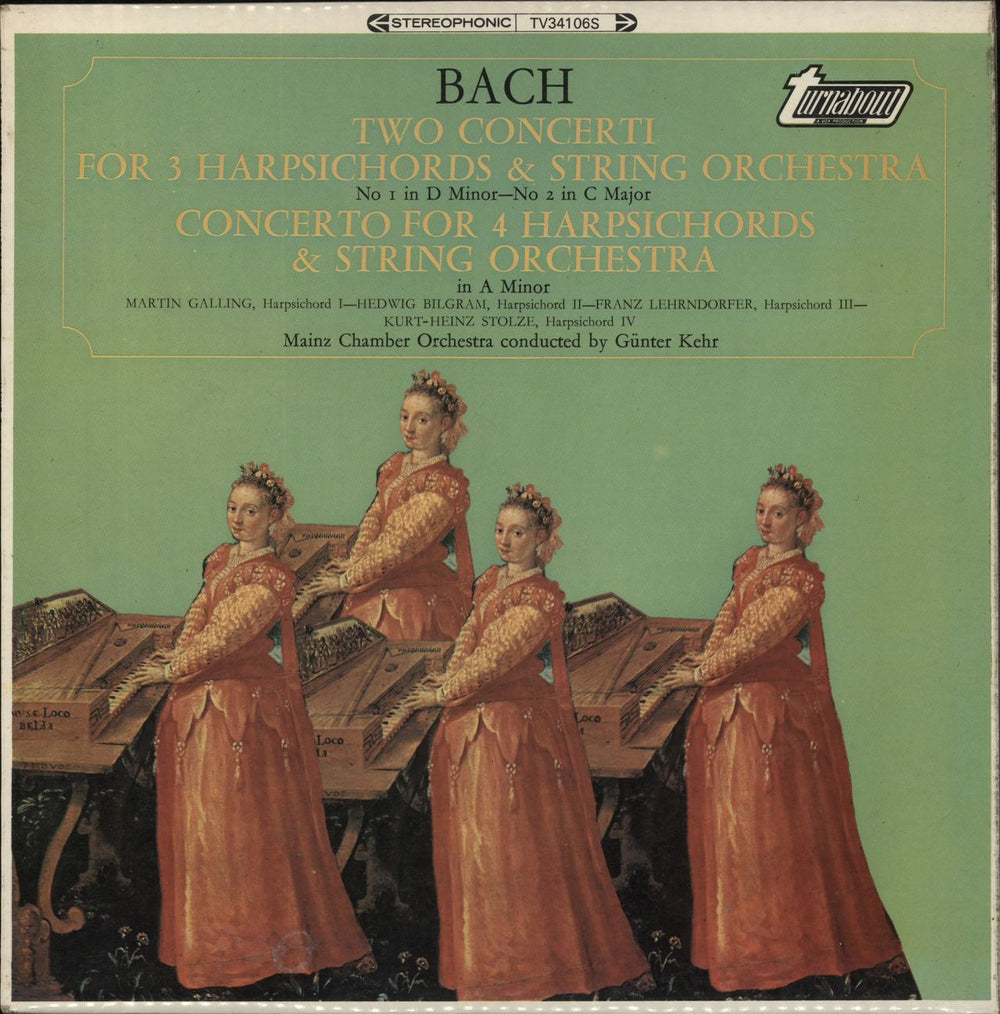 Johann Sebastian Bach Bach: Two Concerti For 3 Cembali & String Orchestra (N° 1 In D Minor - N° 2 In C Major) / Concerto F UK vinyl LP album (LP record) TV34106S
