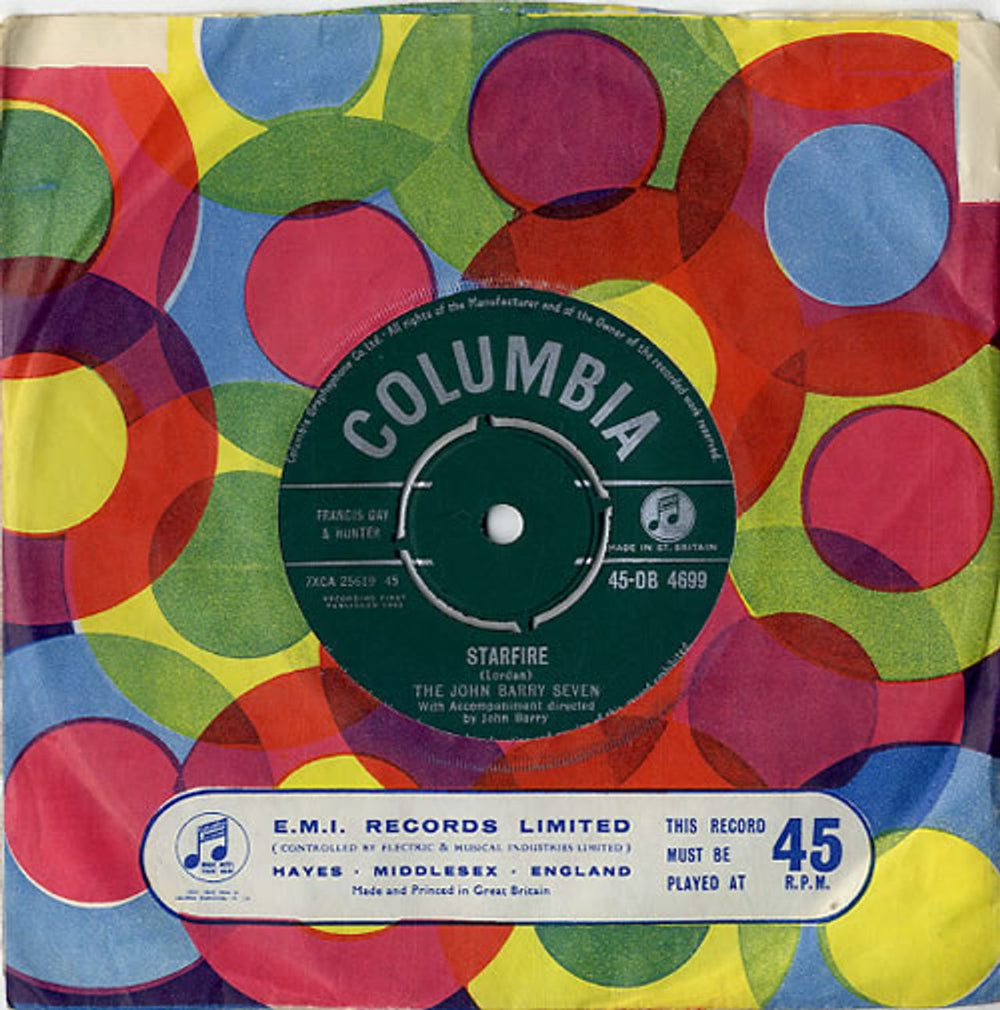 John Barry (Composer) Starfire UK 7" vinyl single (7 inch record / 45) 45-DB4699