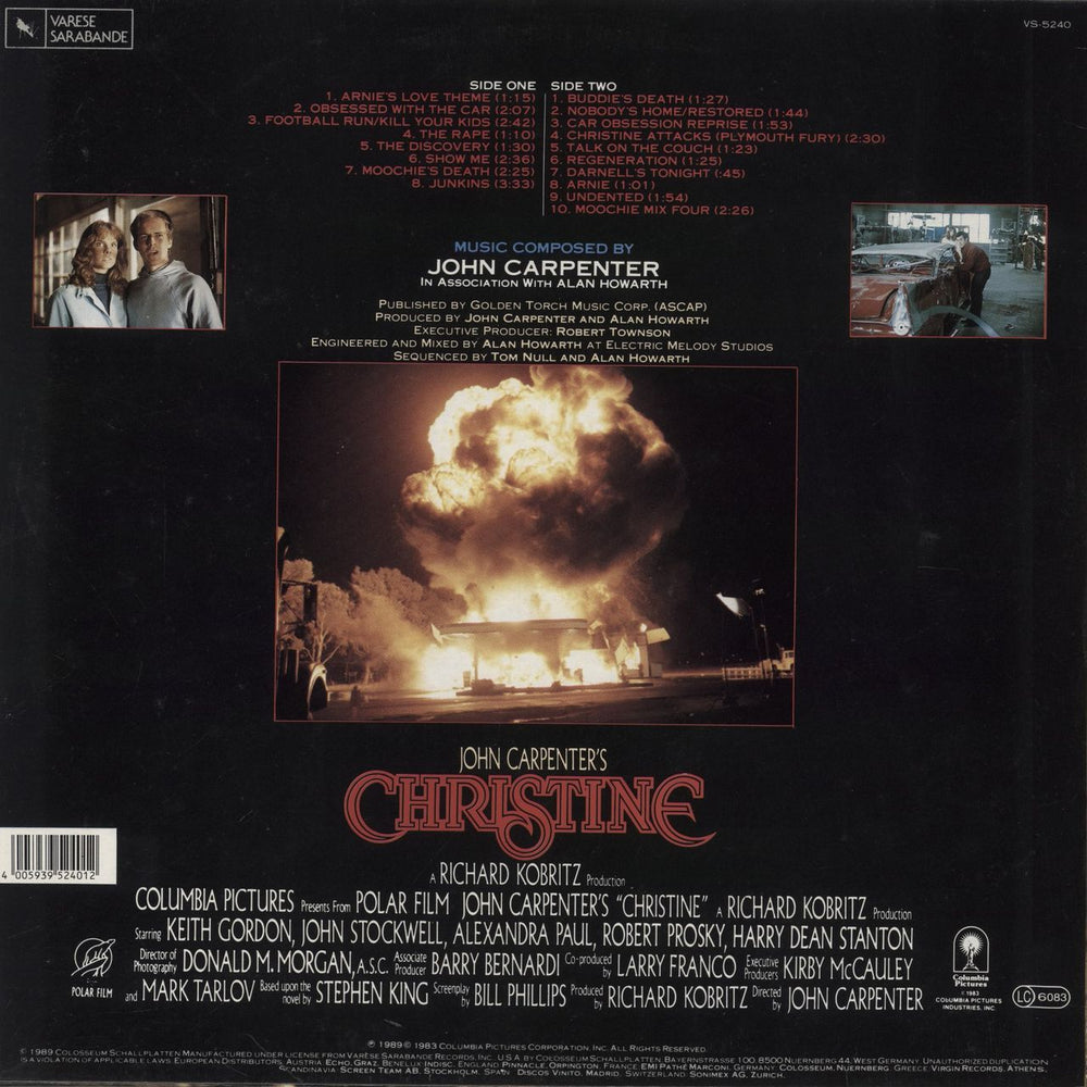 John Carpenter Christine UK vinyl LP album (LP record) 4005939524012