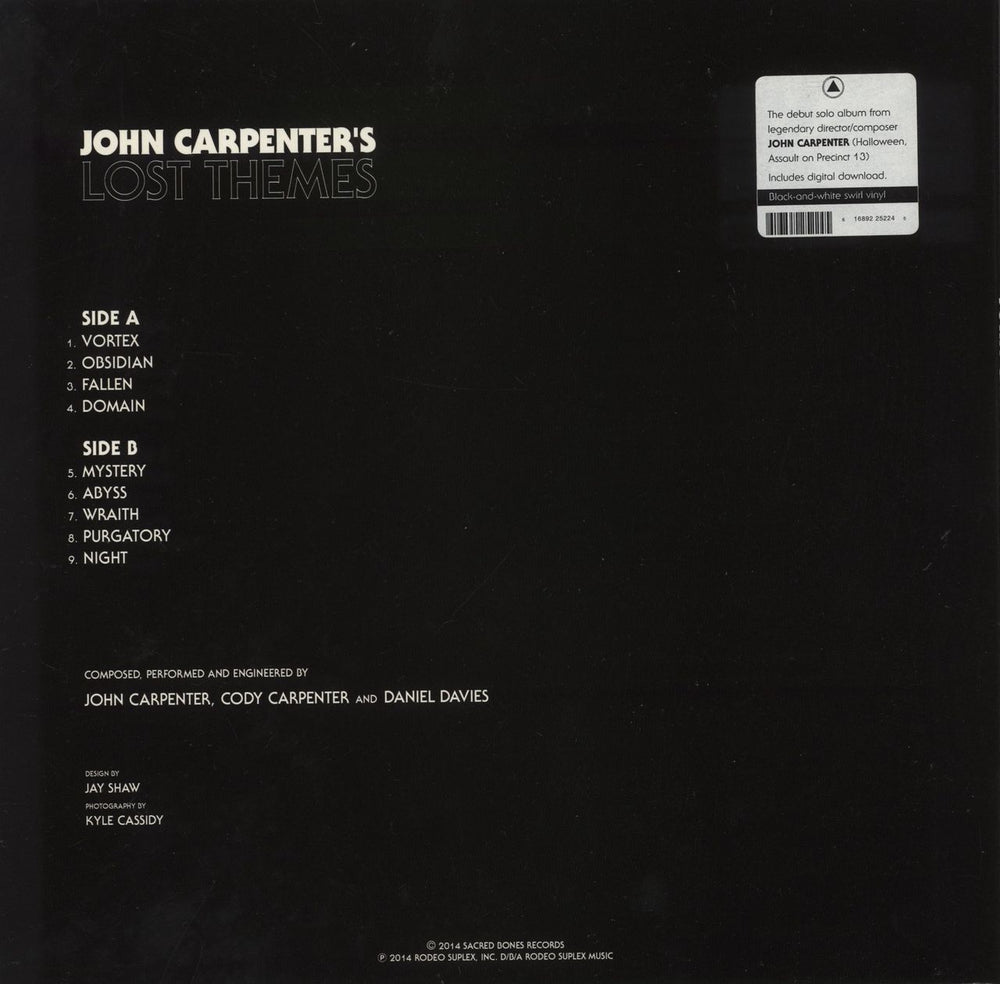 John Carpenter Lost Themes US vinyl LP album (LP record) 616892252245