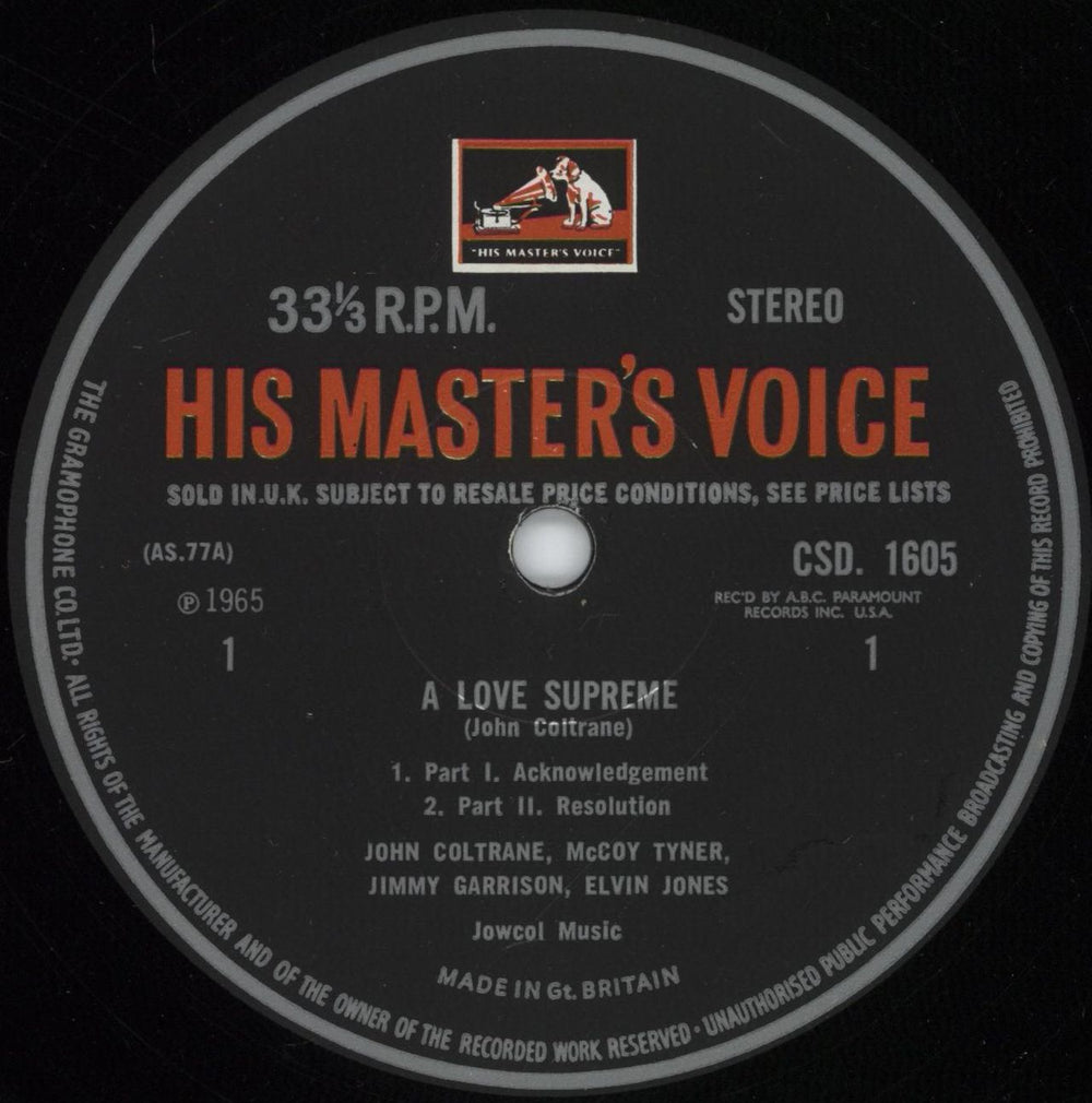 John Coltrane A Love Supreme - VG UK vinyl LP album (LP record) JCOLPAL880899