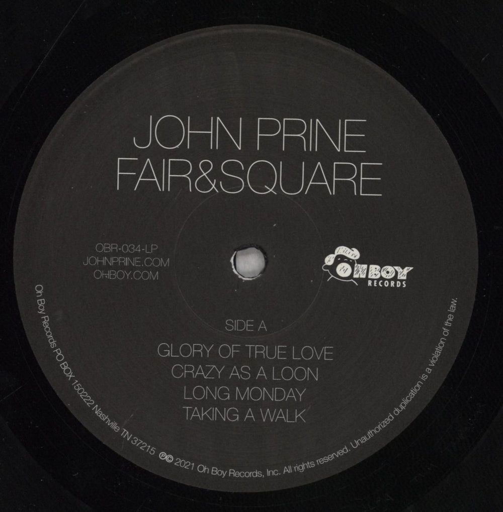 John Prine Fair & Square US 2-LP vinyl record set (Double LP Album) PRN2LFA841435