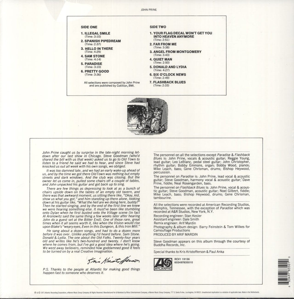 John Prine John Prine - Crystal Clear Vinyl UK vinyl LP album (LP record) 603497835010