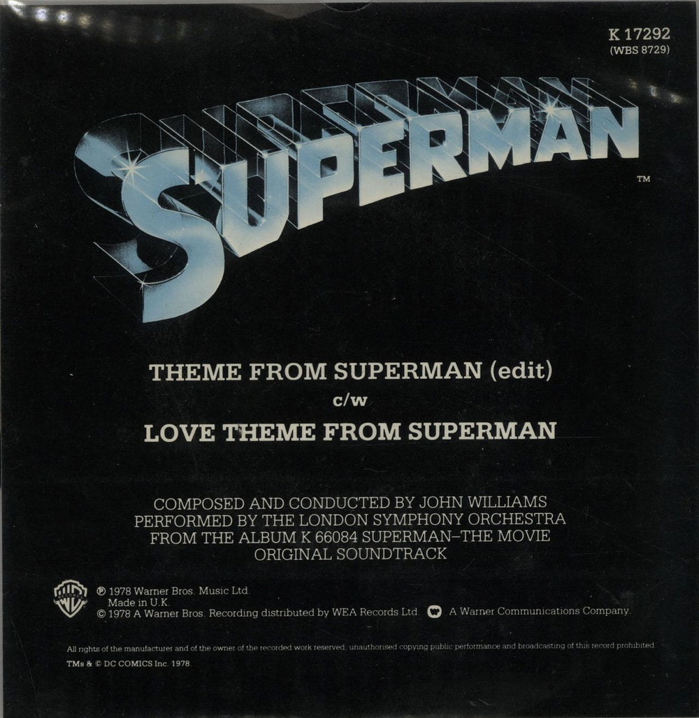 John Williams (Composer) Theme From Superman + Backing card UK 7" vinyl picture disc (7 inch picture disc single) WIA7PTH115322