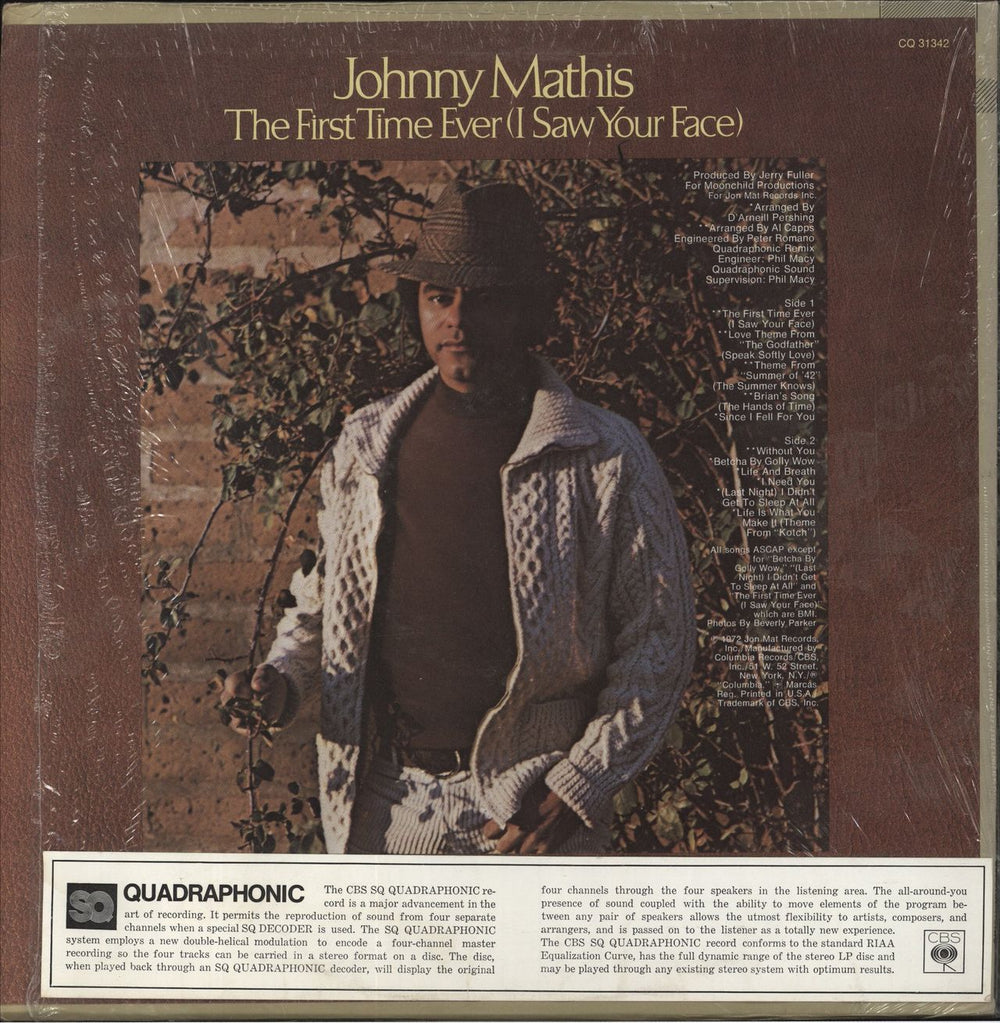 Johnny Mathis The First Time Ever (I Saw Your Face) - Quadraphonic US vinyl LP album (LP record)