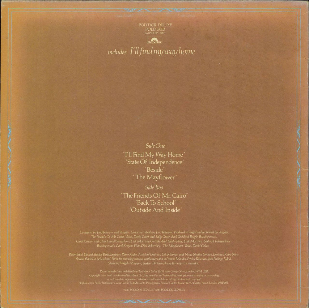 Jon & Vangelis The Friends Of Mr Cairo UK vinyl LP album (LP record)