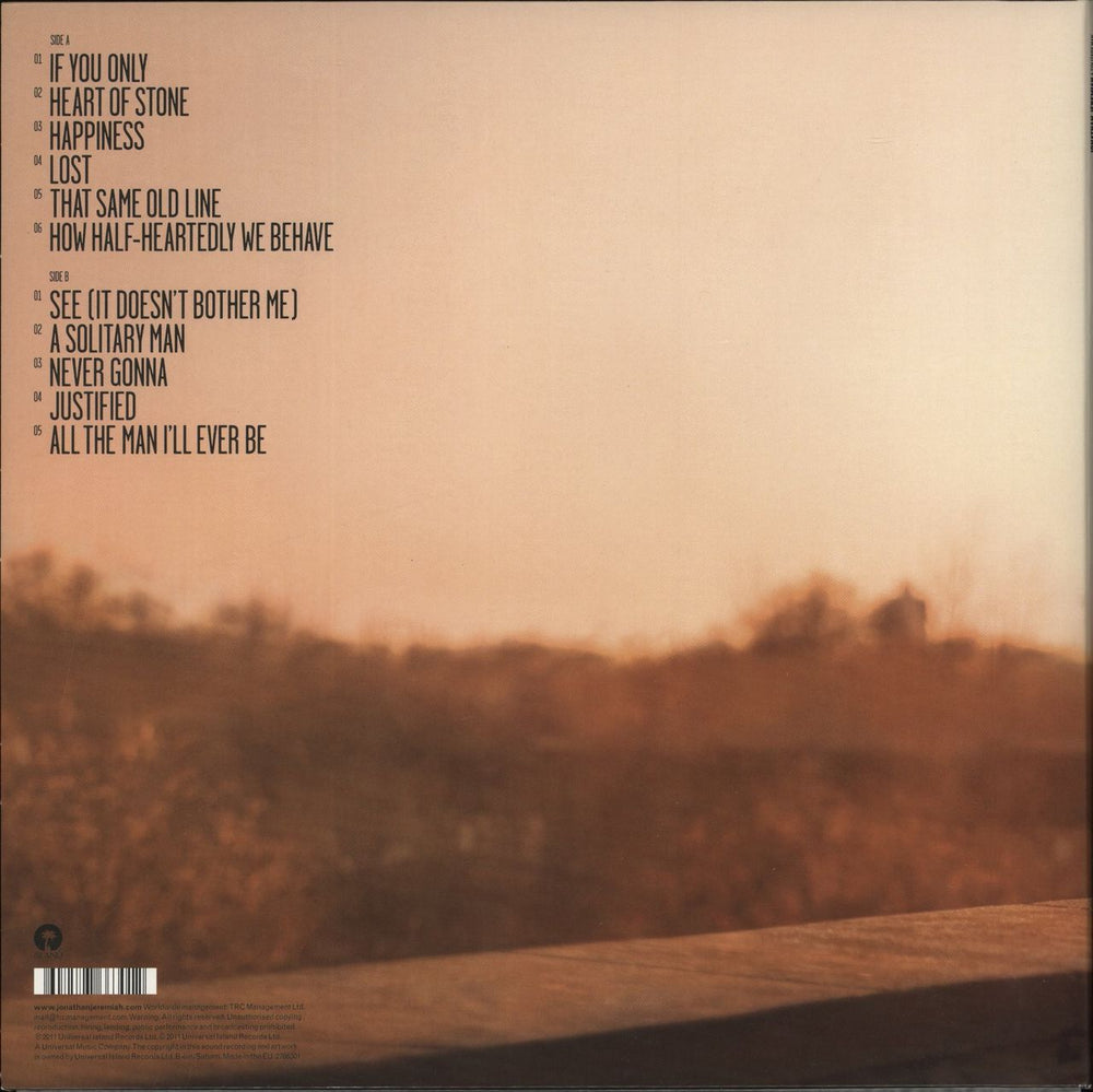 Jonathan Jeremiah A Solitary Man UK vinyl LP album (LP record) 602527663012