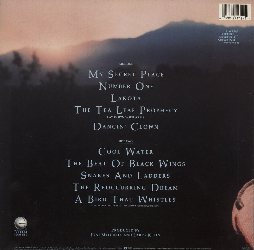 Joni Mitchell Chalk Mark In A Rain Storm UK vinyl LP album (LP record) 075992417211