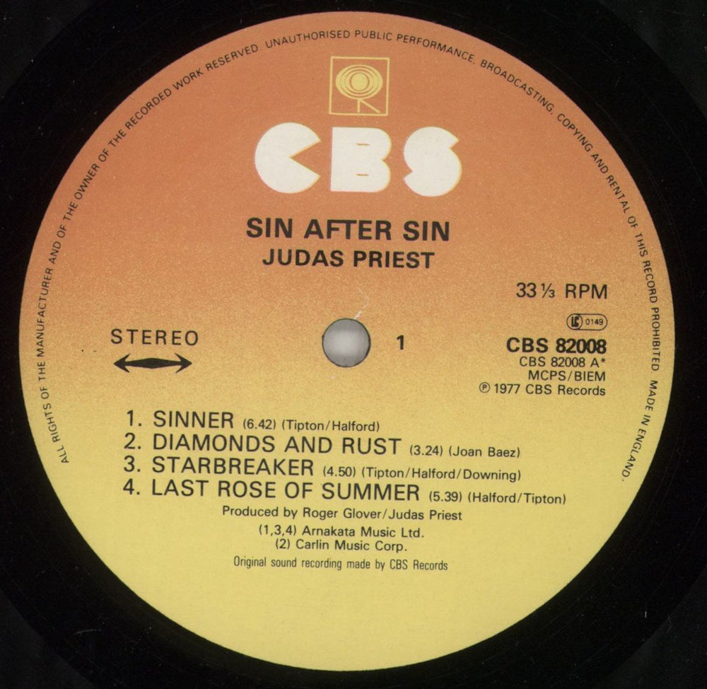 Judas Priest Sin After Sin UK vinyl LP album (LP record) JUDLPSI749404