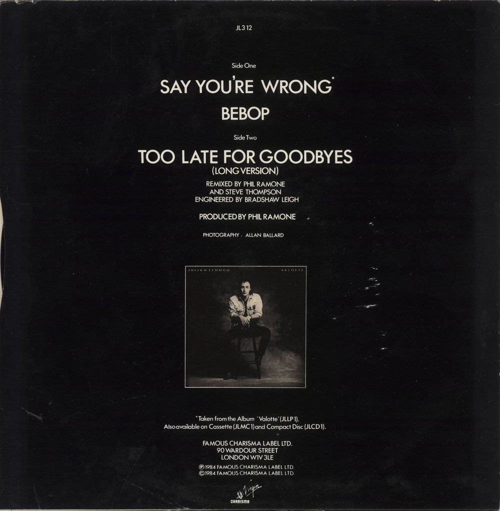 Julian Lennon Say You're Wrong - Hype Stickered Sleeve UK 12" vinyl single (12 inch record / Maxi-single)