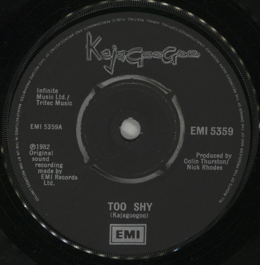 Kajagoogoo Too Shy UK 7" vinyl single (7 inch record / 45) KAJ07TO309312