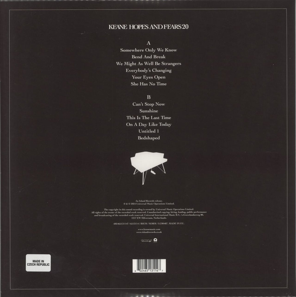 Keane (00s) Hopes And Fears: Spotify exclusive - Burgundy Vinyl + Alternate Sleeve - Sleeve UK vinyl LP album (LP record) 602465131147