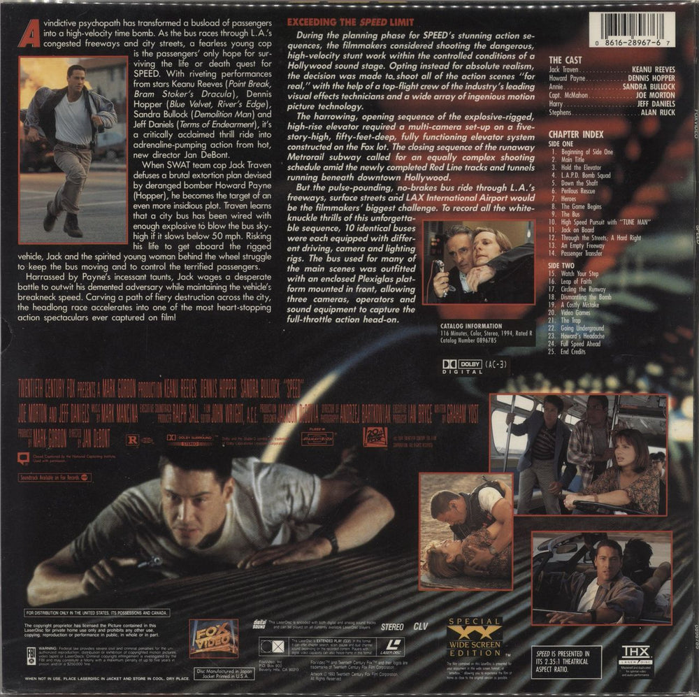 Keanu Reeves Speed Japanese Promo laserdisc / lazerdisc