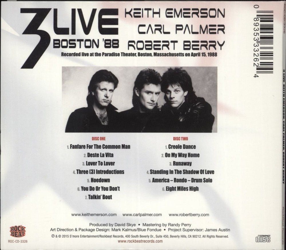 Keith Emerson Live Boston '88 US 2 CD album set (Double CD)