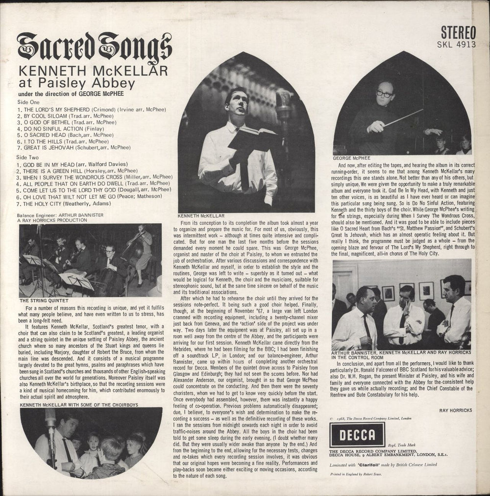 Kenneth McKellar Sacred Songs UK Promo vinyl LP album (LP record)