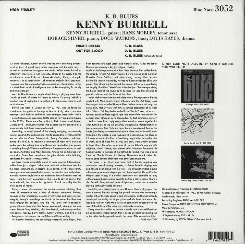 Kenny Burrell K.B. Blues - 180 Gram Vinyl US vinyl LP album (LP record) 602445092574