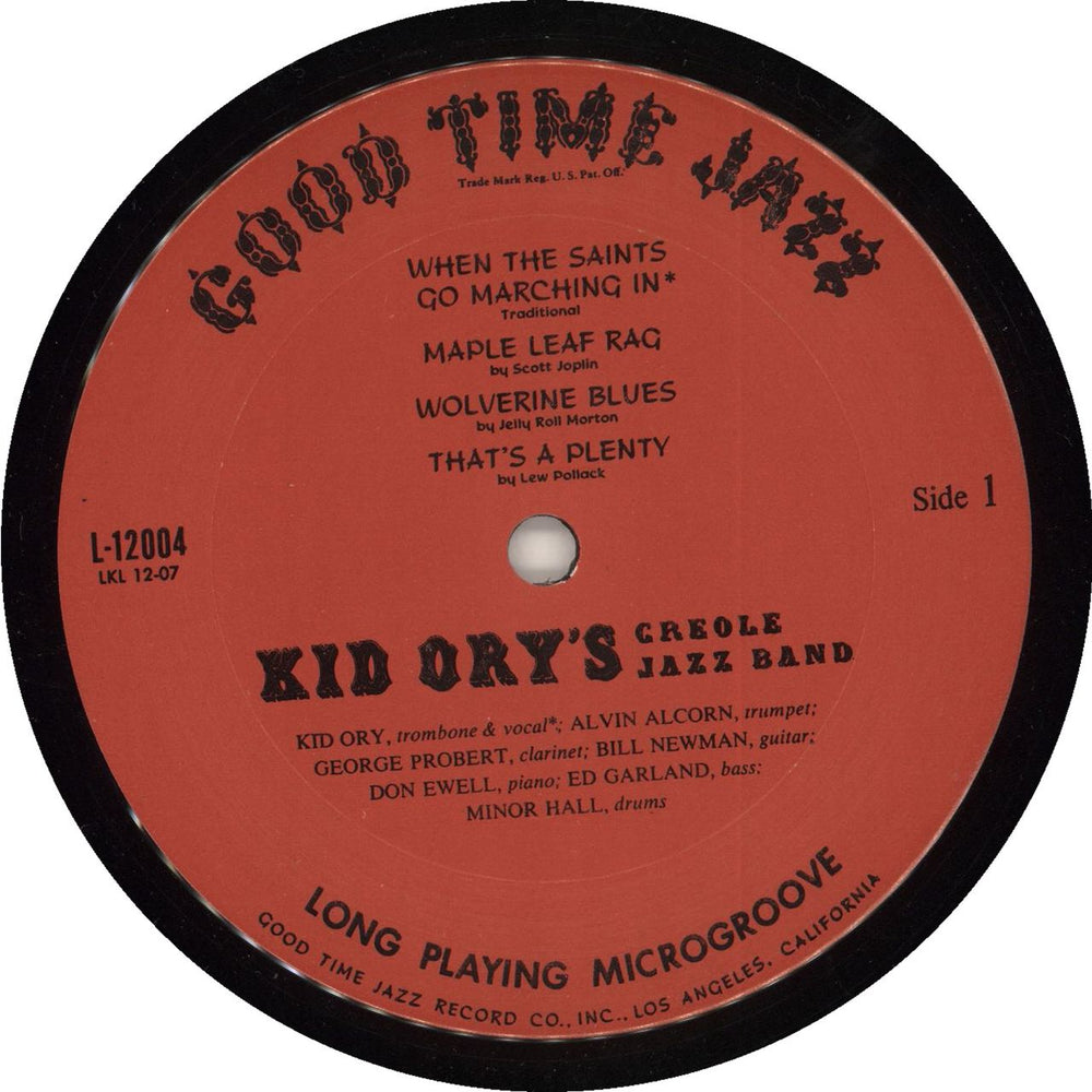 Kid Ory Kid Ory's Creole Jazz Band 1954 US vinyl LP album (LP record)