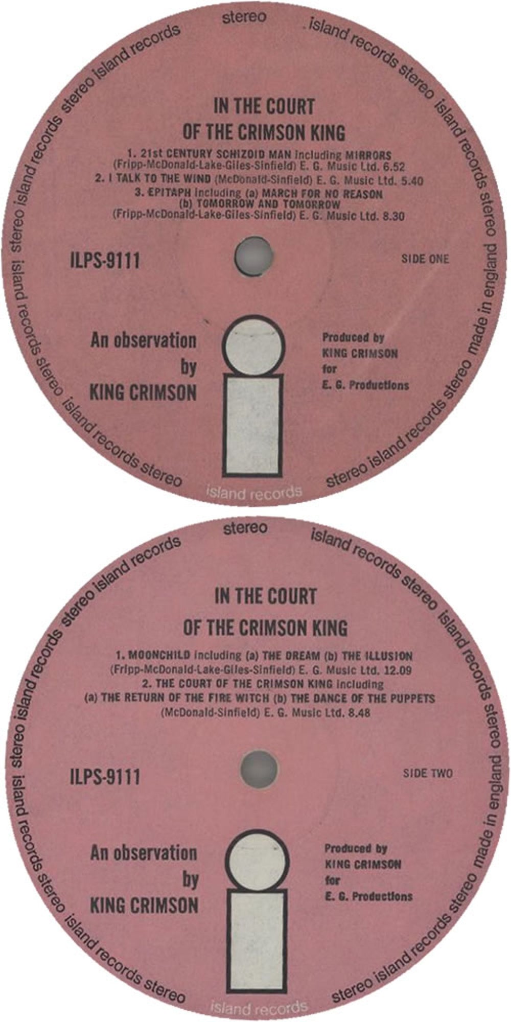 King Crimson In The Court Of - 1st - A2/B2 - EX UK vinyl LP album (LP record) KNCLPIN453012