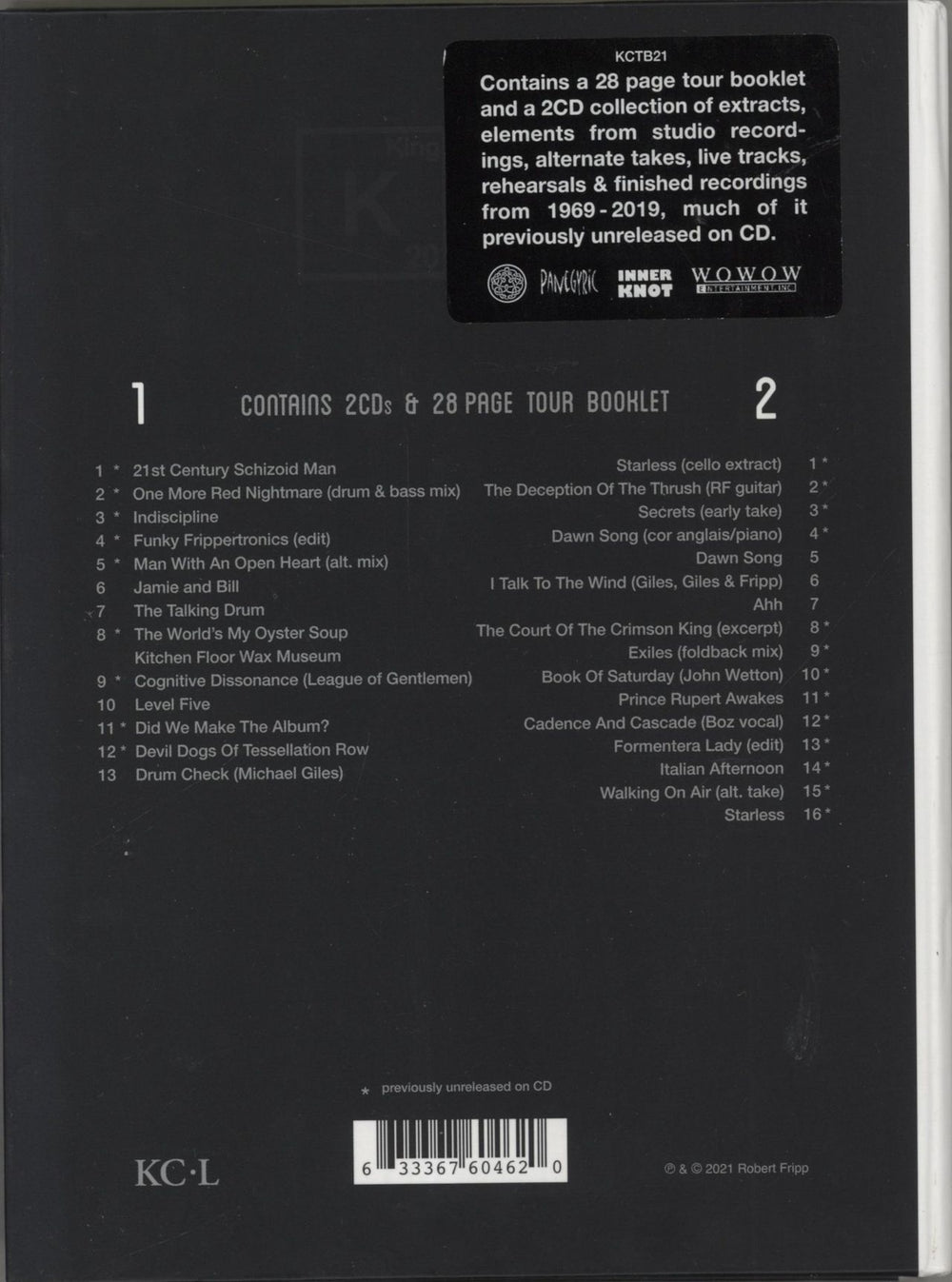 King Crimson The Elements 2021 Tour Box UK 2 CD album set (Double CD) 633367604620