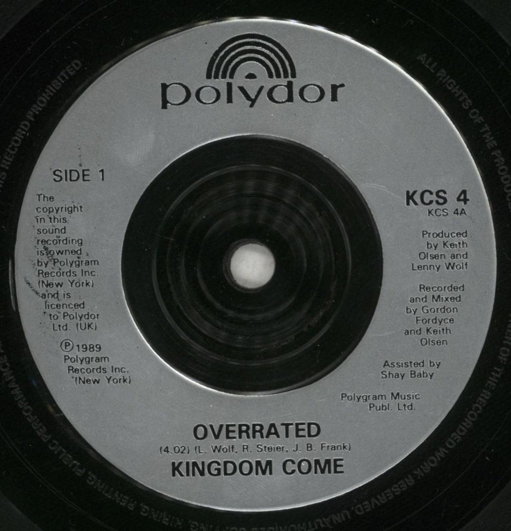 Kingdom Come (80s) Overrated UK 7" vinyl single (7 inch record / 45) KCO07OV655973