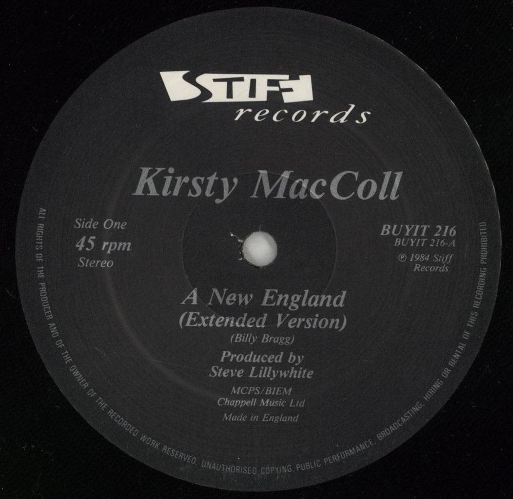 Kirsty MacColl A New England - Bombsite Sleeve UK 12" vinyl single (12 inch record / Maxi-single) KIR12AN36964