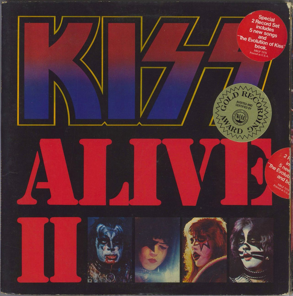 Kiss Alive II - EX - Hype Sticker US 2-LP vinyl record set (Double LP Album) NBLP7076