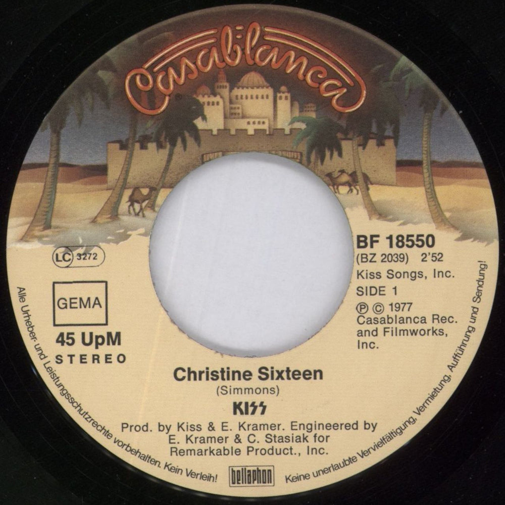 Kiss Christine Sixteen German 7" vinyl single (7 inch record / 45) KIS07CH13878