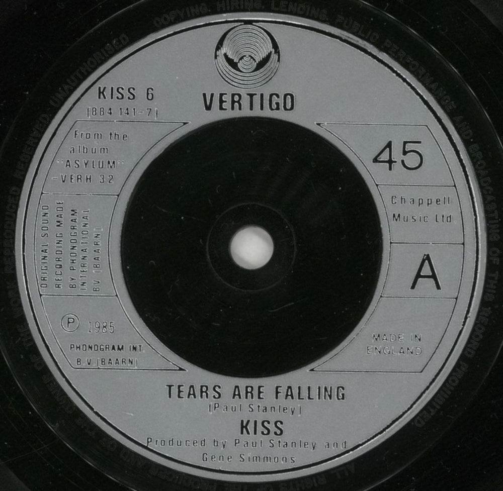 Kiss Tears Are Falling UK 7" vinyl single (7 inch record / 45) KIS07TE347655