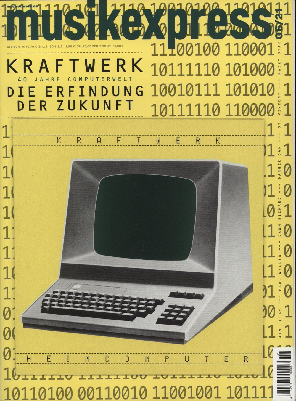 Kraftwerk Heimcomputer - Yellow Vinyl 7" + MusikExpress Magazine German 7" vinyl single (7 inch record / 45) SINGLE & MAGAZINE